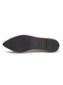 Runs Half Size Small, Women's Yellow Rhinestone Pointed Toe Almond Flat Shoes, Lightweight And Comfortable, Suitable For All Seasons - Apricot - View 8