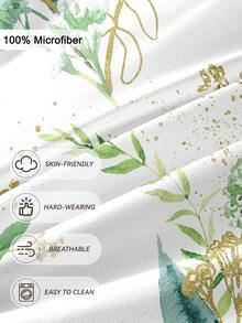 1pc Leaf Flower Print Bed Sheet, Bedding, Fitted Sheet, Mattress Cover, Soft And Comfortable Bedding For Bedroom Mattress Protector Fitted Bed Sheet Only, Machine Washable - Multicolor - View 6