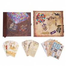 Our Adventure Book 146 Pages DIY Handmade Scrapbook Photo Album, 8.9 * 7.7 Inch, Embossed Letter Cover, Note Taking Inspired By The Movie 'Up', Ideal For Memories Travel Diary Journal Scrap Book, Gift For Anniversary, Wedding, Travelling, Memory Book - 復古色 - 查看 4