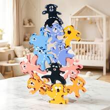 Puppy Stacking Balance Blocks Educational Puzzle Toy Wooden Stacking Tower For Kids - 彩色 - 查看 5