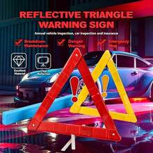 Car Emergency Triangle 1/2, Highly Reflective Warning Sign, Quick Installation, Vehicle Mounted Triangular Bracket, Emergency Equipment. - A - View 6