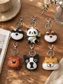 1 buah Gantungan Kunci Hewan Plush Lucu Y2K, Liontin Panda/Shiba Inu/Singa dari Kulit PU, Cocok untuk Ransel dan Kunci, Hadiah Lucu - MultiWarna - View 1