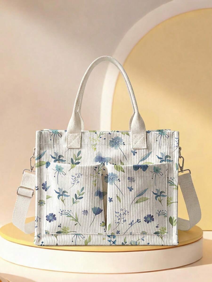 1pc Tote Bag Multi-Scenario Universal Extra Large Capacity Ultra Lightweight Portable Versatile Practical Floral Print Large Capacity Crossbody Mommy Bag Multi-Pocket Detachable Shoulder Strap 2026 New Daily Handbag - Multicolor - View 1