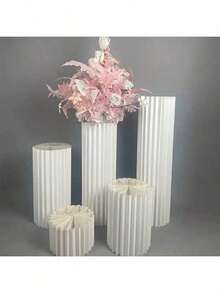 1pc Elegant Wedding Foldable Cylindrical Paper Roman Column, Wedding Display Rack Decoration, Foldable Decor, Perfect For Wedding Dessert Table Scene Decoration, Mall Window Display And Birthday Party Arrangement Decoration - A - View 2
