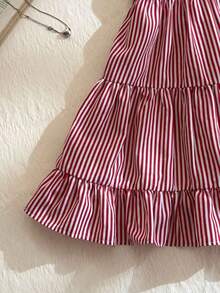 Vestido tubo de estilo callejero a cuadros rojos para mujer - Rojo y blanco - Ver 4