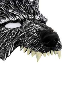 Halloween Wolf Mask, Adult Men & Women Halloween Horror Animal Half Face Werewolf Mask, Halloween Cosplay Costume Accessory, Party Dress Up, Halloween Costume Photo Prop - Silver - View 5