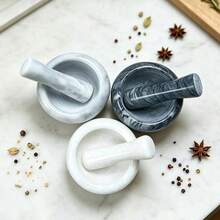 1 套 3.5 英寸大理石研钵和研杵套装，适用于研磨药丸、香料、大蒜、小型研磨碗、厨房用品（白色、黑色） - 彩色 - 查看 11