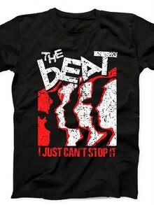 Men's The English Beat "I Can't Stop" Retro Music T-Shirt - Red And White Geometric Pattern, Durable Print Retro Two-Tone Band Graphic Short-Sleeved C - Black - View 1