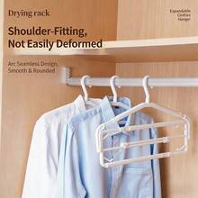 6pcs/Set, 42cm*24cm*9cm/16.54in*9.45in*3.54in, Expandable Non-Slip Clothes Drying Rack, Multi-Functional Hanging Rack, Suitable For Home Balcony Drying Blankets, Bed Sheets And Bath Towels. - White - View 10