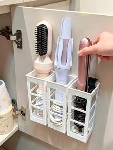 Transparent Visible Curling Iron Storage Rack, Bathroom Cabinet Mounted Hair Dryer And Straightener Organizer Box, Dormitory Vanity Curling Iron Organizer - Multicolor - View 2