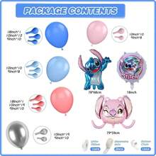 85pcs Stitch Theme Party Decoration Set, Includes Stitch Foil Balloons, Blue & White Gradient Balloon Arch, Blue Sequin Backdrop Curtain, Stitch Theme Tablecloth And Hanging Decorations, Decorative Backdrop, Suitable For Birthday Party, Theme Party - Multicolor - View 7