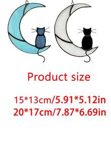 1 pieza Adorno colgante de ventana con gato en la luna, decoración del hogar para ventana interior y porche, decoración de fiesta, regalo único y creativo para amantes de gatos y dueños de mascotas, regalo de cumpleaños y festivo, regalo decorativo para familia, amigos, hogar, dormitorio, porche y jardín - Dos gatitos - Ver 2