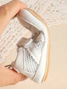 Summer 0-1 Year Old Unisex Infant Soft Sole Walking Shoes, 5-7 Months Newborn Infant Mesh Breathable Solid Color Sports Shoes - White - View 7