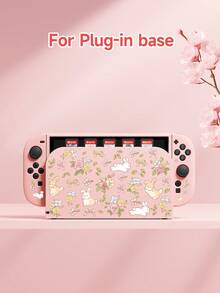 Conejo de dibujos animados lindo, flor de rosa francesa, patrón de lazo Funda protectora para Switch/Switch 2da generación/Carcasa protectora transparente con brillo, compatible con el nuevo Switch 2 (2025)/Switch NS/Switch OLED/Lite, adecuada y compatible con accesorios de consola de juegos Switch, juego completo, bolsa de almacenamiento, carcasa base con ranura para tarjeta, caja de almacenamiento de tarjetas de juego, funda protectora para Switch, mejor regalo compatible con jugadores de Switch - Multicolor - Ver 17