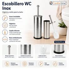 Inde CONFORTIME | Porte-brosse WC en acier inoxydable satiné, brosse WC avec support cylindrique et base antidérapante, porte-brosse, accessoires de salle de bain pour le nettoyage et l'entretien des toilettes - Porte-brosse de toilette en acier inoxydable - Voir 3