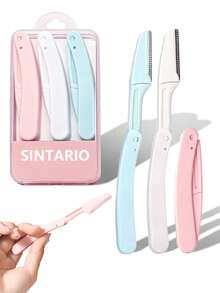 Foldable , Portable Facial Hair Removal Shaver, Eyebrow Trimmer With Precision Blade, Women's Facial Hair Removal Tool, Multi-Color Disposable/Reusable Eyebrow Shaping Razor, Gentle Exfoliating Eyebrow Shaping Facial Grooming Razor - Multicolor - View 4