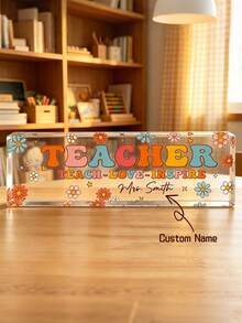 Exquisite Personalized Acrylic Desktop Nameplate For Teachers, Teacher Gift, Office Decor - Multicolor - View 1