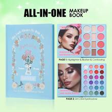 Julystar Dual Page Face Eye Integrated Makeup Palette, Sculpt Contour Flush Blush Luminous Highlight & Multi Tone Eyeshadow, Mild Skin Friendly Formula, Long Lasting Non Creasing On Eyelids - Set - View 10