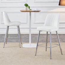 Set Of 2 Bar Stools / 100 Cm High. Stylish Bar Stools / Black PU Leather And Comfortable Footrest / Available In Several Colors / 120 Kg Load Capacity / For Restaurants, Bars And Living Rooms - 白色+銀色 - 查看 3