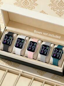 5pcs/20pcs Set Girls Cute Heart Rocket Cartoon Pattern Digital Watch, Glowing Time Watch, Ideal Gift For Couples - Multicolor - View 13