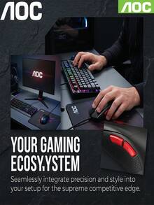 1個 AOC GM180 RGB 有線電競滑鼠，7 個可編程按鈕，800-7200 可調 DPI，1.5m 編織 USB 線，輕量人體工學光學電競滑鼠，適用於 Windows PC 筆記型電腦桌上型電腦 - 查看 7