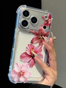 Transparent Phone Case With Pink Hibiscus Flower Pattern, Comfortable Touch, Effective Protection Against Collision And Drop, Suitable For IPhone 17/ 17 Air/ 17 Pro/ 17 Pro Max/16 Pro Max/15 Pro Max/14 Pro Max/13 Pro Max/12 Pro Max, Popular Birthday Gift Or Business Gift. This Durable Phone Case Is Anti-Stain, Anti-Fingerprint, And Anti-Shock, A Practical Phone Accessory. - Clear - View 2