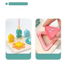 1 Set Baby Fishing Shape Puzzle Toy, Geometric Shape Color Sorting Hand-Eye Coordination Training Wooden Educational Toy - Multicolor - View 6