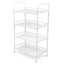 Crystals Slim Rolling Storage Trolley With Wheels, Multi-Tier Kitchen Bathroom Utility Organiser Cart - White-4-Tier - View 1