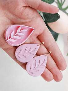 Molde de arcilla polimérica con forma de gota de agua, rama & hoja de flor prensada, molde minimalista para hacer pendientes de gota de agua de planta, suministros de artesanía de joyería hecha a mano de primavera - Blanco - Ver 4