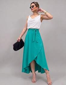 Women Skirts - Teal Blue - View 3