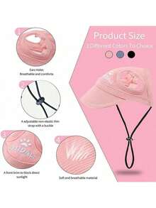 Paw Embroidered Pet Baseball Hat Adjustable Strap Ear Cutout UV Sun Protection Dog Cap Lightweight Summer Headwear For Puppy Cat Beach Daily Walk Outdoor Use - Multicolor - View 6