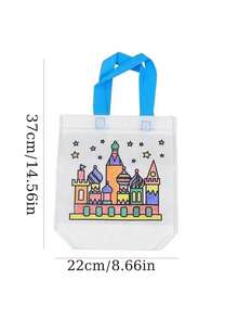 5 piezas/1 pieza Bolsas de regalo DIY con garabatos para fiestas festivas (patrones aleatorios) – Con asas de bucle resistentes; ideales para recuerdos de fiesta, cumpleaños, Halloween, bodas, recompensas de regreso a la escuela, pequeños regalos, manualidades, bolsas de regalos para eventos y decoraciones navideñas. - Multicolor - Ver 7