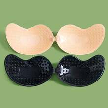 4/2pcs Invisible Adhesive Bras + 10pcs Floral Nipple Covers, Strapless Silicone Bra Pasties, Suitable For Dresses, Lingerie, Reusable, Skin Color & Black Available - Multicolor - View 27