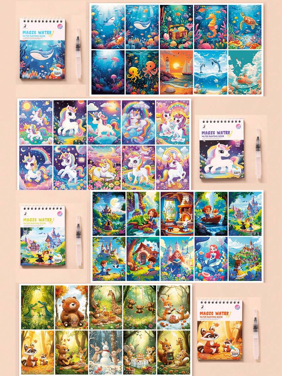 Reusable Water Coloring Books - Portable, Educational, Improving Color Perception, Fun And Easy To Use For Home And Classroom, Back To School - Multicolor - View 1