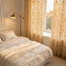 1pc European Style Cutout Hollow Mirror, Lightweight Sheer Decorative Curtain - Gold - View 11