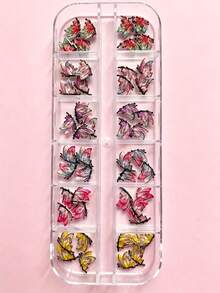 12 Rejillas de Encantos de Uñas Mariposa 3D, Joyería de Uñas Mariposa con Alas Transparentes Degradadas, Suministros de Decoración de Arte de Uñas Mariposa Multicolor Mini para Uñas de Acrílico y Gel DIY Diseño de Manicura, Accesorios de Uñas de Salón Adornos Artesanales para Mujeres y Niñas - Multicolor - Ver 4
