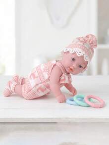 DOLL MEET 可愛嬰兒娃娃附洋裝 11英吋 柔軟乙烯基材質 3D彩繪睫毛 新生兒生日禮物 公主玩具 兒童萬聖節裝飾 - 彩色 - 查看 8
