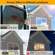 One Way Window Privacy Film, Window Tint For Home, Sun Blocking UV Heat Blocker, See Out Not In Reflective Mirror Film, Removable Static Cling Glass Door Cover - Black - View 4