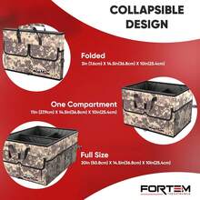 FORTEM Car And SUV Trunk Organizer - Car Storage Organizer - Large Foldable Box With 2 Compartments - Non-Slip Base - Adjustable Straps - Removable Lid (Black) - Desert Camouflage - View 6