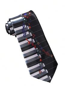 8CM 音符印花領帶，黑白純色五線譜音樂手工領帶 - 彩色 - 查看 3