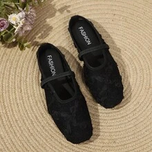 2026 Summer New Floral Print Casual Hollow Lace Patchwork Mesh Closed-Toe Slippers Outdoor Indoor Summer Autumn Women's Beige Hollow Mesh Sandals - Black - View 11