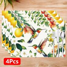 1pc/4pcs/6pcs, Home Decor, Floral & Bird Pattern Printed Linen Placemats, All-Season Use, Suitable For Dining Table, Washable Placemats, Coasters, Kitchen Placemats, Home Goods, Kitchen Supplies, Table Decor - Multicolor - View 17