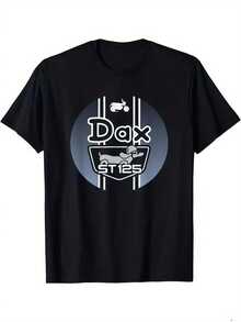 1 Men's Motorcycle T-Shirt - Loose Graphic T-Shirt With DAX Pilot And ST125 Motorcycle Design, Suitable For Motorcyclists In All Four Seasons, Casual Shirt, Machine Washable - 黑色 - 查看 1