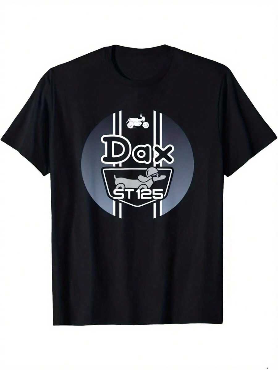 1 Men's Motorcycle T-Shirt - Loose Graphic T-Shirt With DAX Pilot And ST125 Motorcycle Design, Suitable For Motorcyclists In All Four Seasons, Casual Shirt, Machine Washable - 黑色 - 查看 1