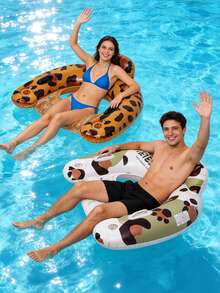 2pcs Inflatable Pool Floating Chair Set With Cup Holder And Headrest, Adult U-Shaped Pool Float, Summer Floating, Pool Party Supplies, Pool Float - 彩色 - 查看 6