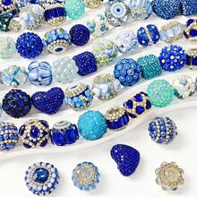 10 Random Resin Crystal Waterdrop Separator Beads, Loose For Pendants, Necklaces, Bracelets, Earrings, Jewelry Making & Pen DIY, With Elegant Bag - 藍色 - 查看 6