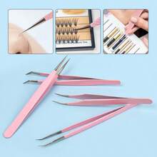 1 Pc Silver Powder Eyelash Tweezers, Made Of Stainless Steel, A Precise Eyelash Application Tool With Anti-Slip Function, Suitable For Daily Use And Travel, And A Professional Tool For Beauticians And Makeup Artists. - Multicolor - View 3