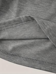 Camiseta de manga corta para mujer, serie "Cinco Minutos para Dormir", estilo casual de cuello redondo, estilo retro a la moda, estilo deportivo casual para primavera y otoño, disponible en - Gris Oscuro - Ver 3
