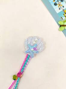 1pc Shell & Starfish Hair Clip With Braided Hair Extension, Fresh Ocean Style Cute Hair Accessory, Suitable For Summer Outings And Beach Vacation - Multicolor - View 5