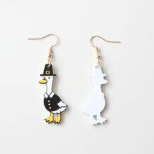 1 Pair Black Suit Little Duck Vintage Acrylic Dangle Earrings For Women, Clay Texture, Elegant & Cute, Suitable For Party, Celebration, Holiday Gift, Thanksgiving - Y1308 - View 4